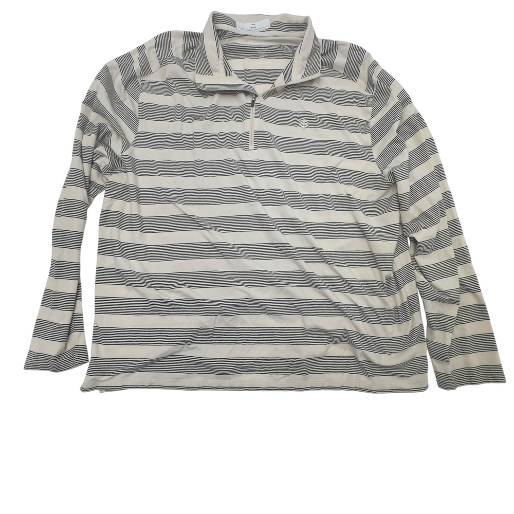 Coolibar Sonora Quarter Zip Mens 2XL White Black Good Striped UPF‎ 50+ Pullover